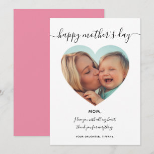 Photo Inside Heart Frame Mother's Day Holiday Invitation