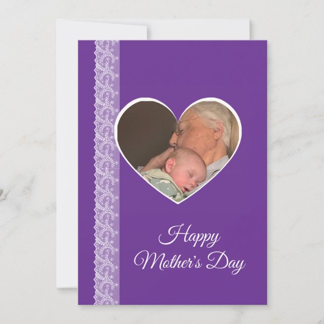 Photo inside Heart image with lace border Card (Front)