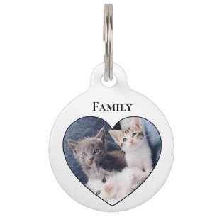 Photo Inside Heart Shape Cat Pet Pet Tag
