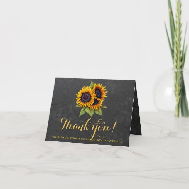 Photo inside rustic sunflowers thank you wedding (Front)