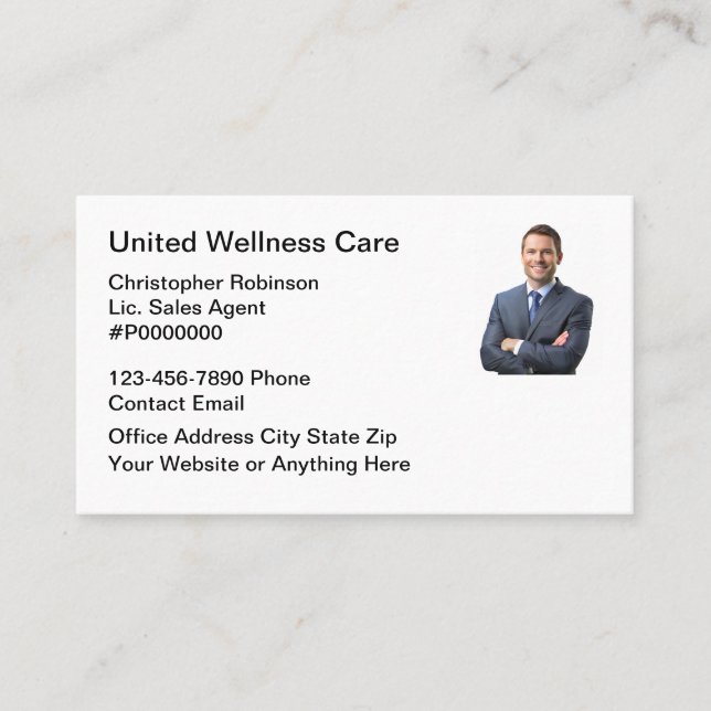 Photo Insurance Agent Business Cards (Front)
