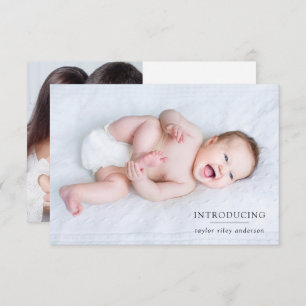 Photo Introducing Birth Stats New Baby Thank You Card