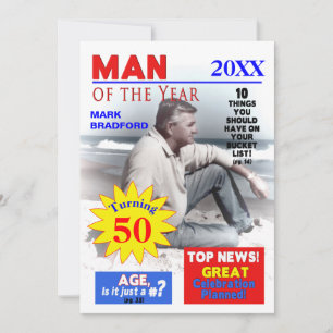 PHOTO Invitation, Insert/Name/AGE, MEN, Mag.Cover Invitation
