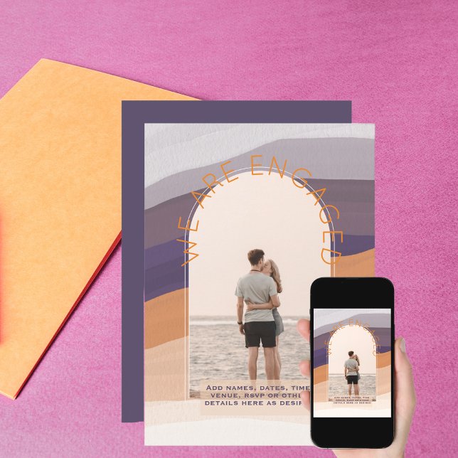 Photo Invite Dave Date Purple Orange Wedding (Creator Uploaded)