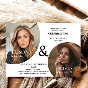 Photo Invite Double Modern Birthday Invitation