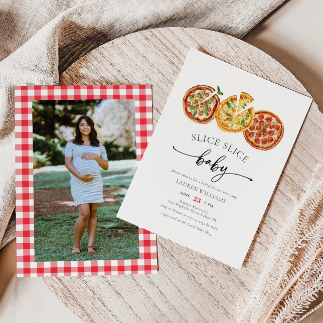 Photo Italian Slice Slice Baby Pizza Baby Shower Invitation (Creator Uploaded)
