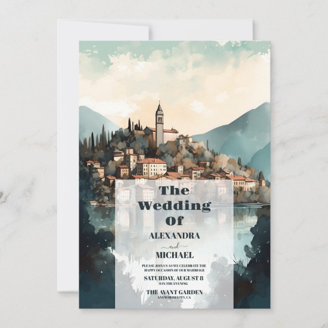 Photo Italy Lake Como Destination Wedding Invitation (Front)