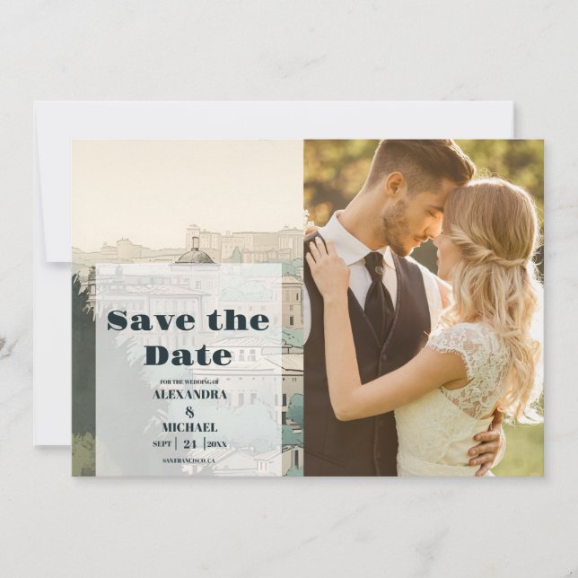 Photo Italy Rome Destination Wedding Save The Date (Front)