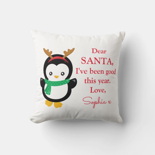 Photo I've Been Good Penguin Christmas Decor Cushion (Front)