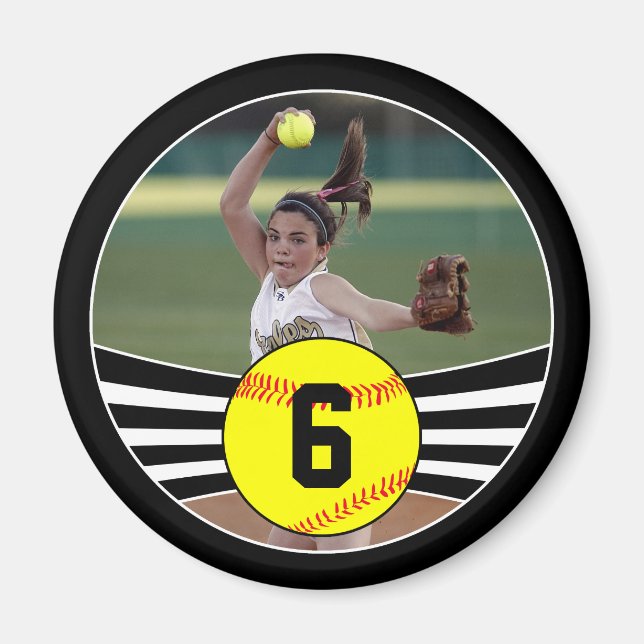 Photo & Jersey Number Fastpitch Softball Magnet (Front)