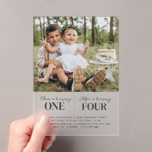 Photo Joint First Birthday Invitation 