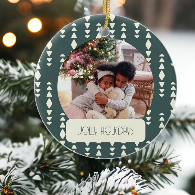 Photo Jolly Holidays Christmas Ceramic Tree Decoration (Photo Jolly Holidays Christmas Ceramic Ornaments from Ricaso. Add own photograph and text)
