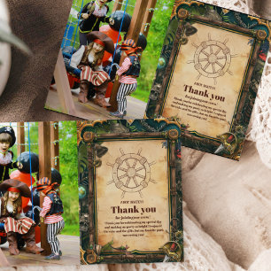 Photo Jolly Roger Pirate Birthday Party Thank You Card