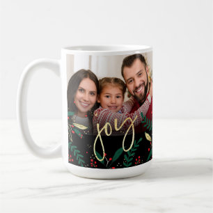 Photo Joy Black Red Green Gold Greenery Christmas  Coffee Mug