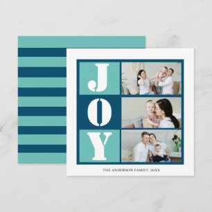Photo Joy Blue Strip Holiday Card
