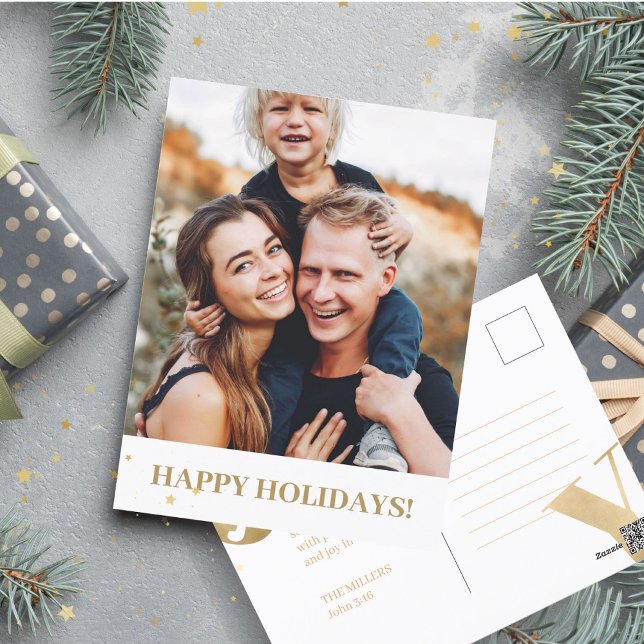 Photo Joy Christmas Holiday Faith Scripture Lined Postcard (Creator Uploaded)