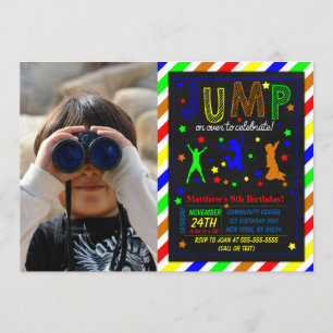 Photo Jump Birthday Party Invitation for a Boy