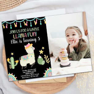 Photo Jump Llama Birthday Invitations