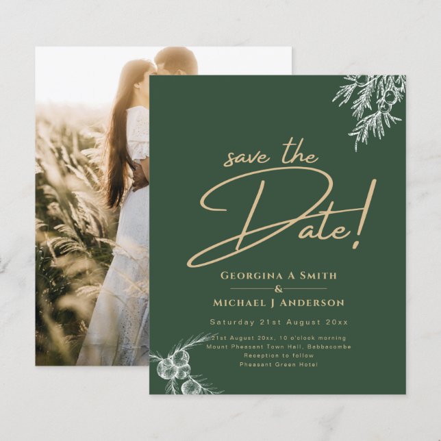 Photo JUNIPER GREEN Wedding Save The Date (Front/Back)