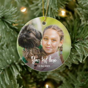 Photo Keepsake Custom Text Christmas Ceramic Tree Decoration