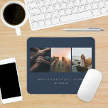 Photo Keepsake Engagement Wedding Photo Mouse Mat<br><div class="desc">3 photo layout,  numeric date; colors are all editable.</div>