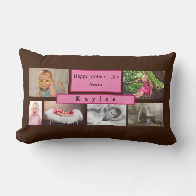 Photo Keepsake Personalise Collage Mothers Day Lumbar Cushion (Front)