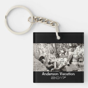 Photo Keychain Family Vacation Modern Black