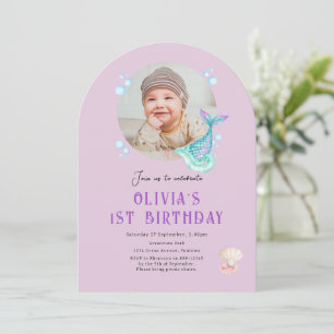 Photo Kids Birthday Invitation, purple Invitation