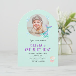 Photo Kids Birthday Invitation, purple teal Invitation