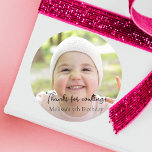 Photo Kids Birthday Party Thank you Classic Round Sticker<br><div class="desc">Create a custom Photo Kids Birthday Party Thank you Classic Round Sticker.</div>