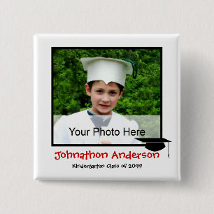 Photo Kindergarten Graduation Announcement 15 Cm Square Badge