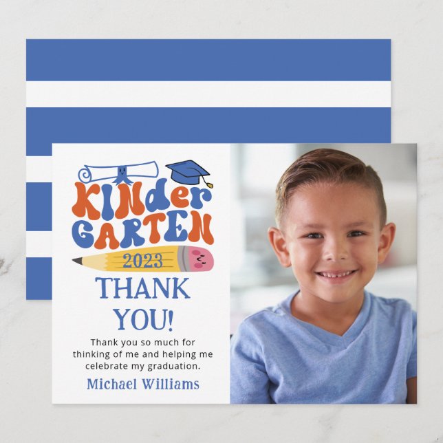 Photo Kindergarten Graduation Thank You Card (Front/Back)