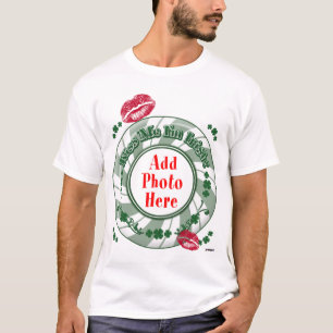 PHOTO Kiss Me I'm Irish Green Striped Circle Kiss T-Shirt