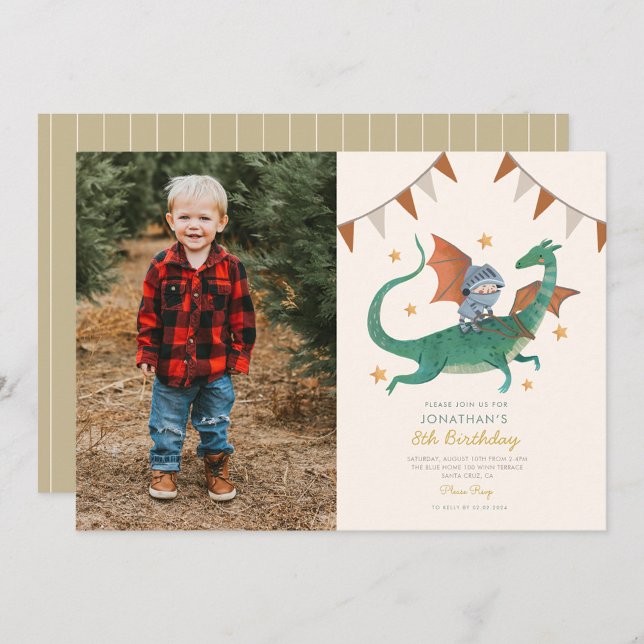 Photo Knight and Dragon Royal Mediaeval Birthday Invitation (Creator Uploaded)