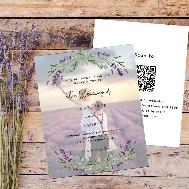 Photo lavender florals QR RSVP budget wedding (Creator Uploaded)