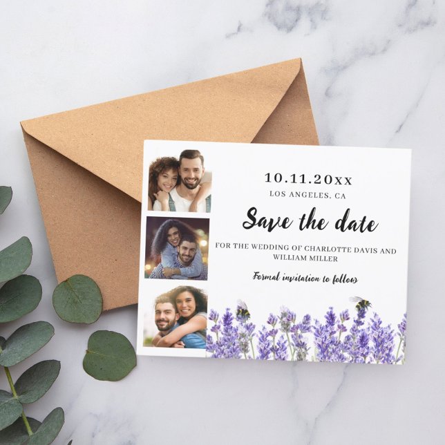 Photo lavender florals wedding Save the Date card (Creator Uploaded)