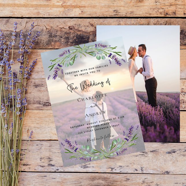 Photo lavender violet florals luxury wedding invitation (Creator Uploaded)