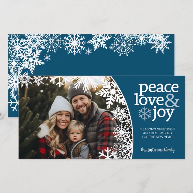 Photo - Let It Snow - Blue white Holiday Card (Front/Back)