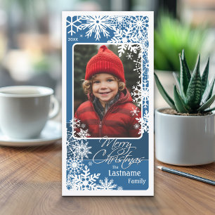 Photo - Let It Snow - blue white snowflakes Holiday Card