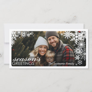 Photo - Let It Snow - simple snowflake overlay Holiday Card