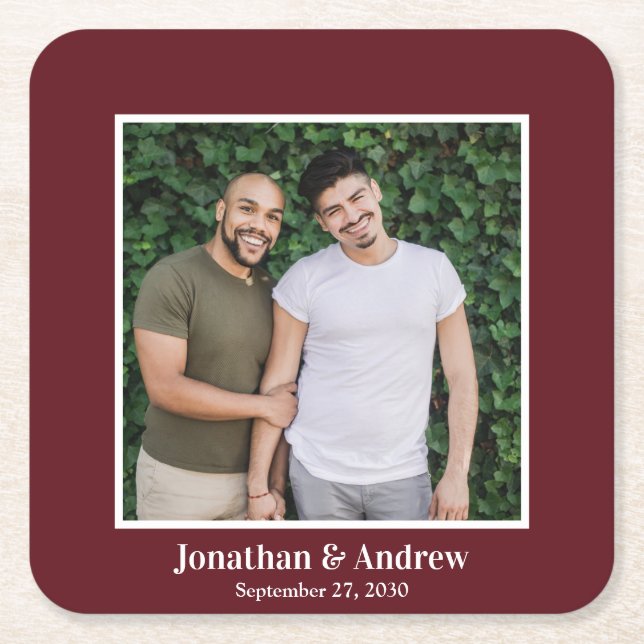 Photo LGBTQ Wedding Square Paper Coaster (Front)