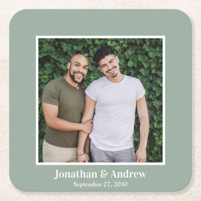 Photo LGBTQ Wedding Square Paper Coaster (Front)