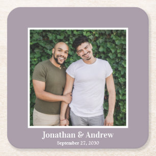 Photo LGBTQ Wedding Square Paper Coaster