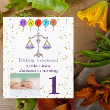 Photo & Libra Birthday with Gold & Balloons