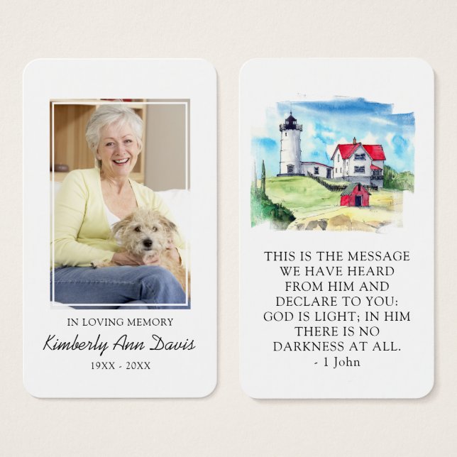 Photo Lighthouse Funeral Prayer Card (Front & Back)