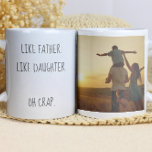 Photo Like Father Like daughter/son Family photo Coffee Mug<br><div class="desc">Capture the heartwarming bond between fathers and daughters with our personalised ‘Like Father,  Like Daughter’ coffee mug. Customise it by adding your favourite family photo,  creating a unique keepsake that celebrates love and memories. Perfect for Father’s Day,  birthdays,  or any occasion. Cheers to family moments!</div>