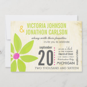 Photo Lime Stylised Daisy Wedding Invitations