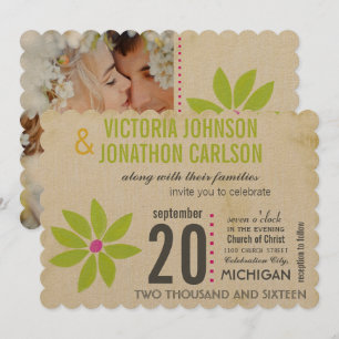 Photo Lime Stylized Daisy Wedding Invitations