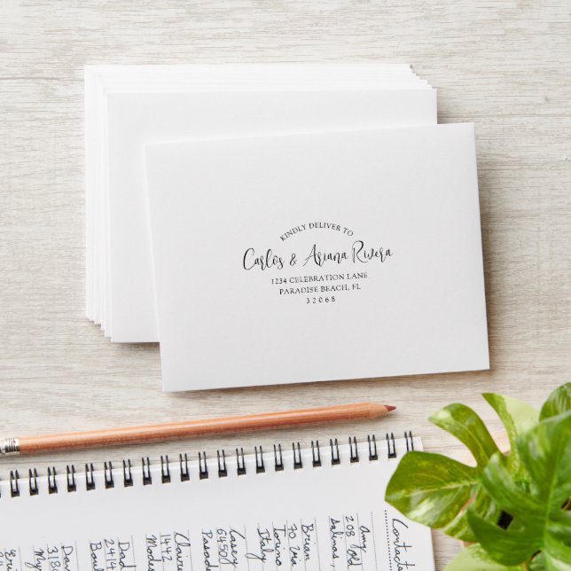 Photo Lined Elegant Pre-Addressed Quinceanera RSVP Envelope (Stacked)