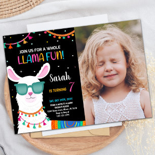 Photo Llama Fun Llama Birthday Invitations